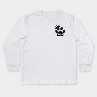 Luna cat name made of hand drawn paw prints Kids Long Sleeve T-Shirt